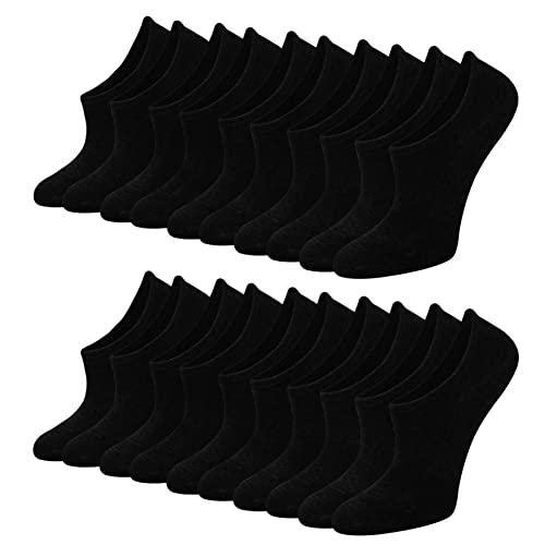 Blu Ninfee Sneaker Socken Damen Füsslinge Herren 10 Paar, Unisex Füßlinge mit Rutschfest Silikon, Unsichtbare Sneakersocken, Kurzsocken No Show Socken Footies Schwarz 43-46 von Blu Ninfee