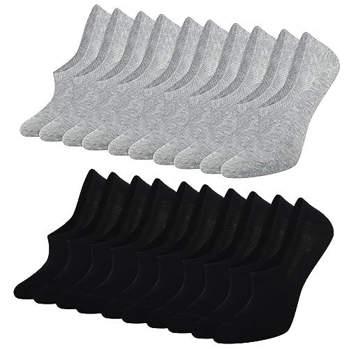 Blu Ninfee Sneaker Socken Damen Füsslinge Herren 10 Paar, Unisex Füßlinge mit Rutschfest Silikon, Unsichtbare Sneakersocken, Atmungsaktive Kurzsocken No Show Socken Schwarz Grau 39-42 von Blu Ninfee