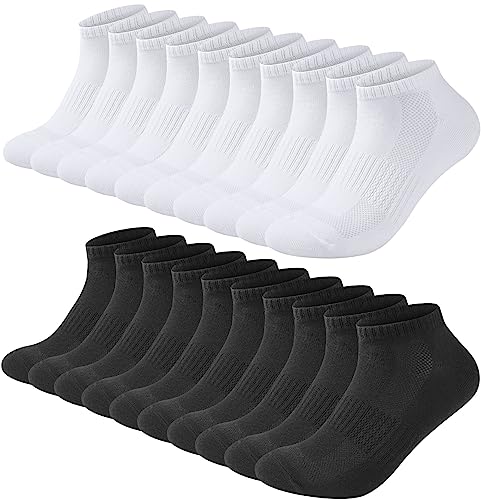 Blu Ninfee Sneaker Socken Herren Damen, 10 Paar Atmungsaktive Sportsocken Sneakersocken Damen Herrensocken Kurze Socken für Männer, Baumwollsocken Laufsocken Unisex, 5 Schwarz 5 Weiß, 35-38 von Blu Ninfee