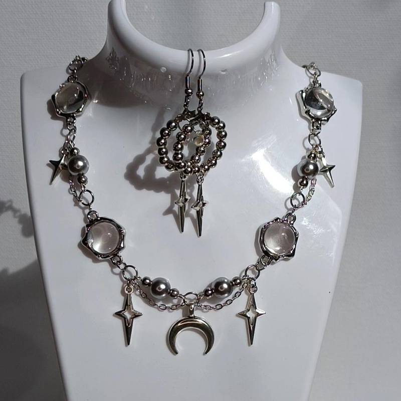 Handgemachte Moon & Star Fairy Halskette Fantasy Perlenschmuck Handgemachte Moon & Star Fairy Halskette Fantasy Perlenschmuck von BluButterflyBunny