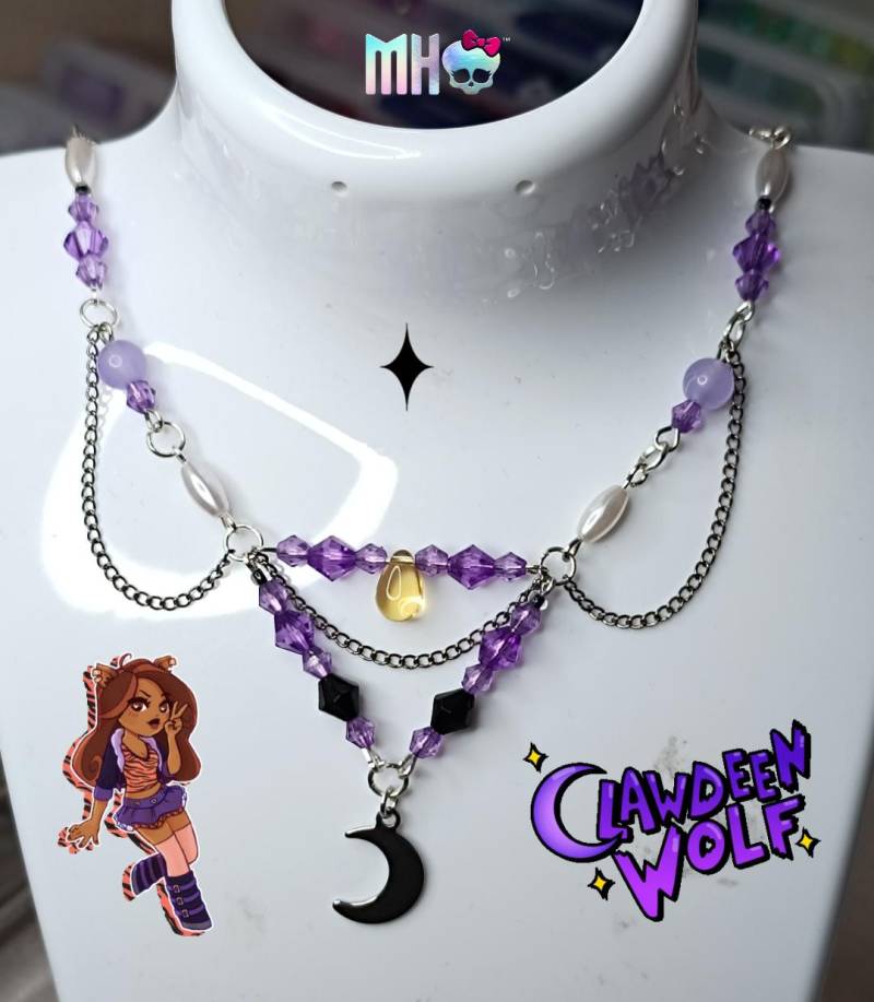 Handgemachte Clawdeen Wolf Halskette Lila Mond Schmuck von BluButterflyBunny