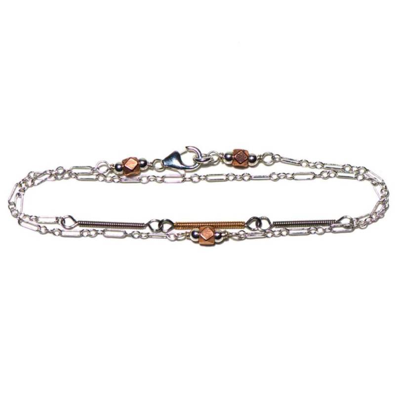 Gitarrenarmband. "Journey" Gewickeltes Armband. Silber Und Kupfer Strings von BluceDesigns
