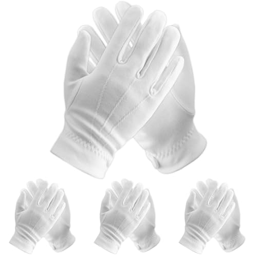 4 Paar Weiße Handschuhe Kostüm Fäustlinge Herren Handschuhe Weiß Stoffhandschuhe Weiß Baumwolle Weiße Baumwollhandschuhe Weiße Handschuhe Damen Weisse Handschuhe Herren Autofahrer Handschuhe Herren von Bluckincle