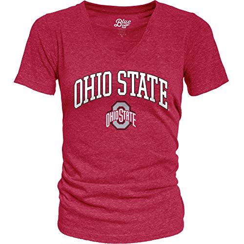 Blue 84 Damen Meliertes Team-Farb-Konfetti-T-Shirt, Ohio State Buckeyes Rot, X-Large von Blue 84