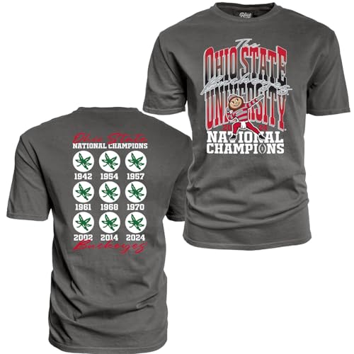 Blue 84 NCAA Herren T-Shirt, offizielles Lizenzprodukt, Ohio State Buckeyes National Champs 2024, gefärbt, Schwarz von Blue 84