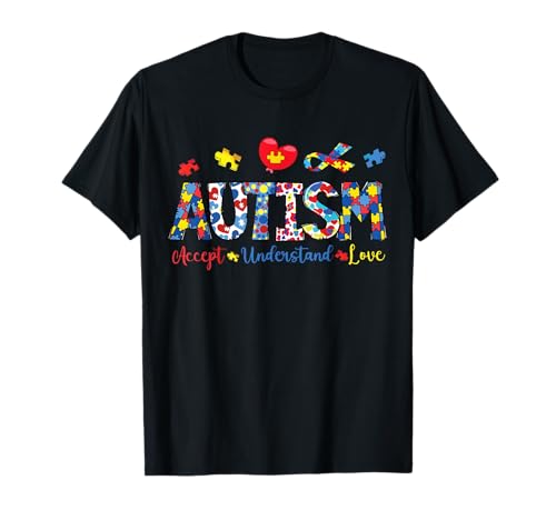 Autismus-Bewusstsein Liebe Männer Frauen Kinder Autismus Unterstützung T-Shirt von Blue Autism Awareness tee for Men Women Kids