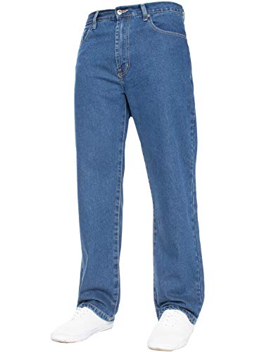 Herren Gerade Leg Einfach schwer Works Jeans Denim Hose alle Hüfte groß Größen erhältlich in 4 Farben - Bleiche Wash, 40W x 32L von Blue Circle