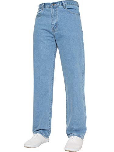 Herren Gerade Leg Einfach schwer Works Jeans Denim Hose alle Hüfte groß Größen erhältlich in 4 Farben - Bleiche Wash, 42W x 34L von Blue Circle