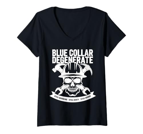 Damen Blue Collar degeneriert von Arbeitern, Jobs, Geschenke unter amerikanischer Flagge T-Shirt mit V-Ausschnitt Damen Blue Collar degeneriert von Arbeitern, Jobs, Geschenke unter amerikanischer Flagge T-Shirt mit V-Ausschnitt von Blue Collar Degenerates of American Co