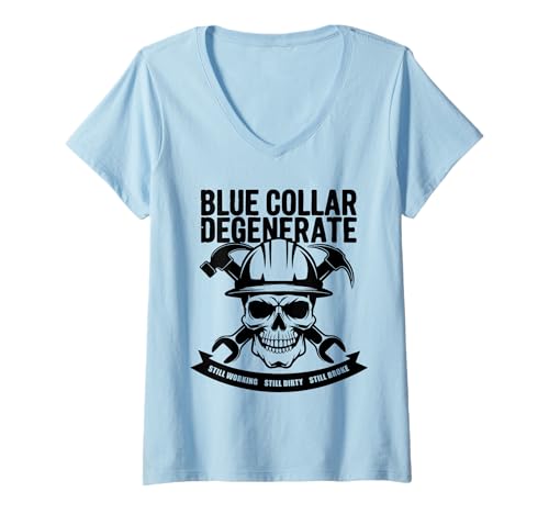 Damen Blue Collar degeneriert von Arbeitern, Jobs, Geschenke unter amerikanischer Flagge T-Shirt mit V-Ausschnitt Damen Blue Collar degeneriert von Arbeitern, Jobs, Geschenke unter amerikanischer Flagge T-Shirt mit V-Ausschnitt von Blue Collar Degenerates of American Co
