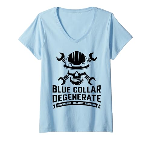 Damen Blue Collar degeneriert von Arbeitern, Jobs, Geschenke unter amerikanischer Flagge T-Shirt mit V-Ausschnitt Damen Blue Collar degeneriert von Arbeitern, Jobs, Geschenke unter amerikanischer Flagge T-Shirt mit V-Ausschnitt von Blue Collar Degenerates of American Co