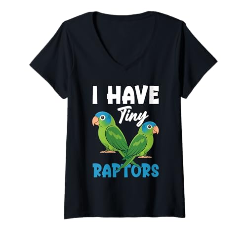 Damen Besitzer der blauen Kronenconure, Raptors, Blaue Kronenconure T-Shirt mit V-Ausschnitt Damen Besitzer der blauen Kronenconure, Raptors, Blaue Kronenconure T-Shirt mit V-Ausschnitt von Blue Crowned Conures Illustration For Bird Lovers