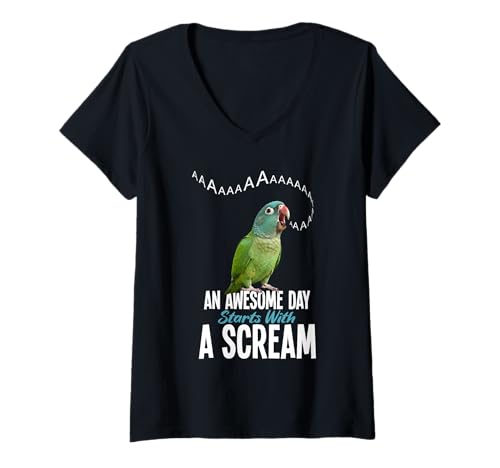 Damen Birdkeeper Birdkeeping Fantastische Blaue Kronenconure T-Shirt mit V-Ausschnitt Damen Birdkeeper Birdkeeping Fantastische Blaue Kronenconure T-Shirt mit V-Ausschnitt von Blue Crowned Conures Illustration For Bird Lovers