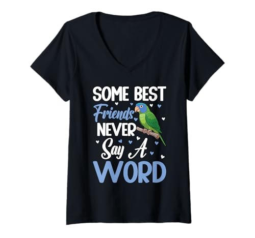 Damen Blaue Kronenconure Bird Owner Friends Blaue Kronenconure T-Shirt mit V-Ausschnitt Damen Blaue Kronenconure Bird Owner Friends Blaue Kronenconure T-Shirt mit V-Ausschnitt von Blue Crowned Conures Illustration For Bird Lovers