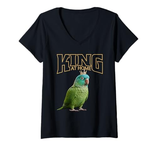 Damen Blaue Kronenconure Dad Home King Blaue Kronenconure T-Shirt mit V-Ausschnitt Damen Blaue Kronenconure Dad Home King Blaue Kronenconure T-Shirt mit V-Ausschnitt von Blue Crowned Conures Illustration For Bird Lovers