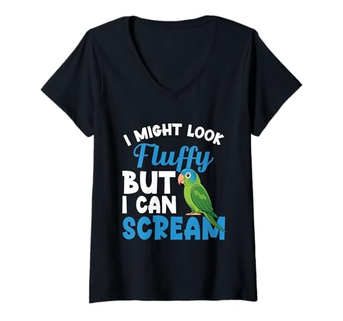 Damen Blaue Kronenconure Lover Flauschige Blaue Kronenconure T-Shirt mit V-Ausschnitt Damen Blaue Kronenconure Lover Flauschige Blaue Kronenconure T-Shirt mit V-Ausschnitt von Blue Crowned Conures Illustration For Bird Lovers