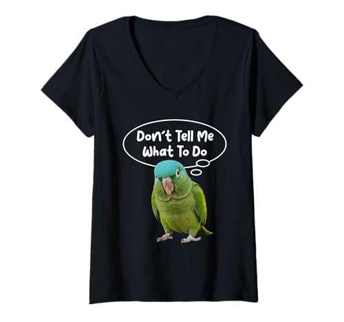 Damen Blue Crowned Conure Lover Sag Mir Blue Crowned Conure T-Shirt mit V-Ausschnitt Damen Blue Crowned Conure Lover Sag Mir Blue Crowned Conure T-Shirt mit V-Ausschnitt von Blue Crowned Conures Illustration For Bird Lovers