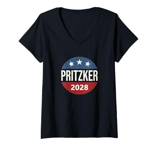 Damen Retro Vintage Vote Button JB Pritzker 2028 President T-Shirt mit V-Ausschnitt Damen Retro Vintage Vote Button JB Pritzker 2028 President T-Shirt mit V-Ausschnitt von Blue Democrat Vote 2028 Gifts TShirts & Hoodies