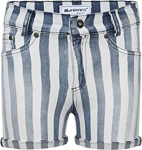 Blue Effect Mädchen Jeans High-Waist Shorts mit Beinumschlag, Regular, blau-weiße Streifen von Blue Effect