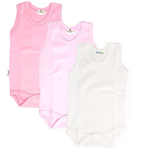 Blue Eyes Baby und Kinder Babybody ohne Arm, für Jungen und Mädchen, aus 100% natürliche Baumwolle, Body Set (6-9 Monat, 3er-Pink) von Blue Eyes