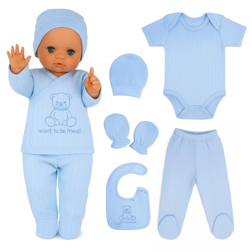 Blue Eyes Neugeborenen Baby Krankenhaus Jungen natürliche Baumwolle Jacquard Erstausstattung Sommer Herbst Geschenk Set Ausstattung Geschenkset Bekleidungsset mit 6 Teilig für Babys 0-4 Monate (Blau) von Blue Eyes