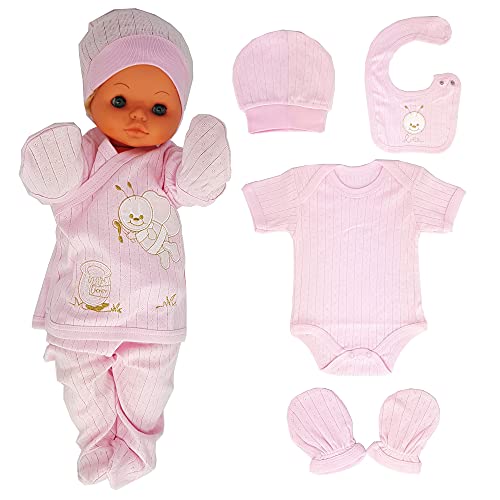 Blue Eyes Neugeborenen Baby Krankenhaus Mädchen natürliche Baumwolle Jacquard Erstausstattung Sommer Herbst Geschenk Set Ausstattung Geschenkset Bekleidungsset mit 6 Teilig für Babys 0-4 Monate (Pink) von Blue Eyes