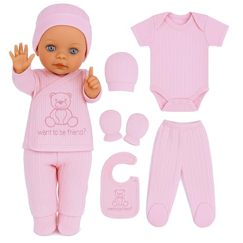 Blue Eyes Neugeborenen Baby Krankenhaus Mädchen natürliche Baumwolle Jacquard Erstausstattung Sommer Herbst Geschenk Set Ausstattung Geschenkset Bekleidungsset mit 6 Teilig für Babys 0-4 Monate (Pink) von Blue Eyes