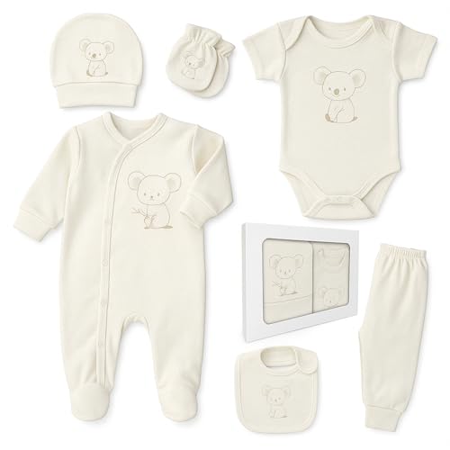 Neugeborenen Baby Geschenk Set 100% natürliche Baumwolle Erstausstattung Erstlingsausstattung Ausstattung Unisex Kleidung Geschenkset Babyausstattung für Babys 0-4 Monate (Koala) von Blue Eyes