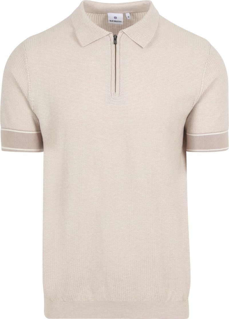 Blue Industry Knitted Polo Shirt Struktur Beige - Größe L von Blue Industry