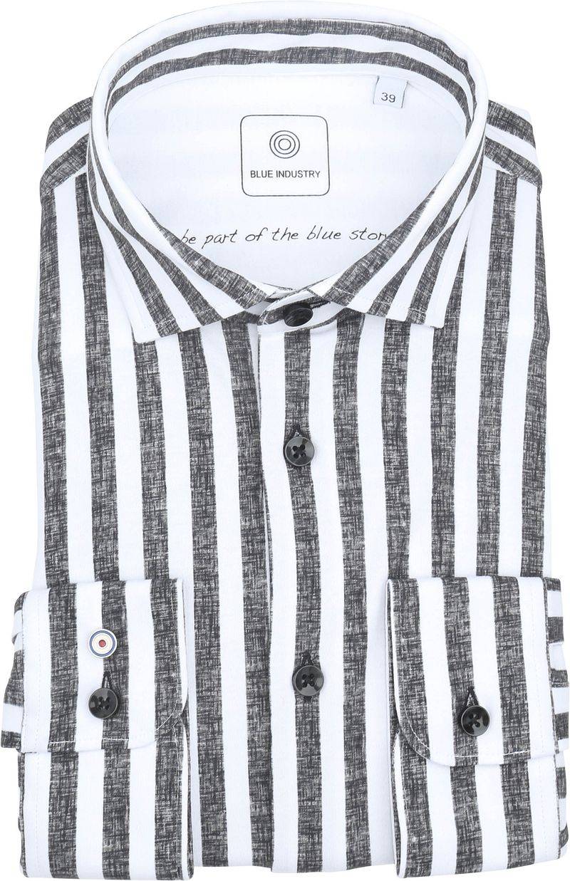 Blue Industry Slim-Fit Hemd Streifen Grau - Größe 41 von Blue Industry