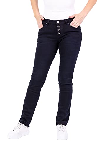 Blue Monkey Jeans Alexis Straight Cut Button Fly Deep Dark Blue von Blue Monkey Jeans