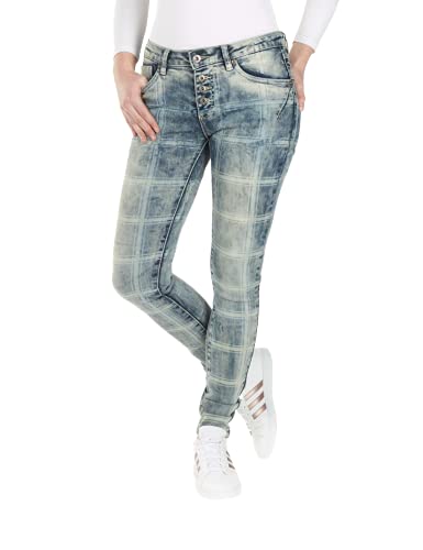 blue monkey Alexis 1720 Skinny kariert (W26/L32, blau) von blue monkey