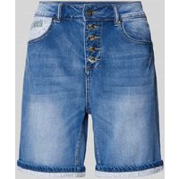 Blue Monkey Straight Leg Jeansshorts mit Kontrastbesatz Modell 'ALEXIS' in Hellblau, Größe 26 von Blue Monkey