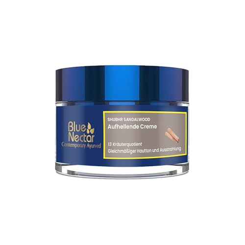 Blue Nectar Sandelholzcreme – Ayurvedische Tagescreme mit für strahlende, aufgehellte Haut. Pflanzliche Feuchtigkeitspflege für Frauen zur täglichen Anwendung (13 Kräutern 50g). von Blue Nectar