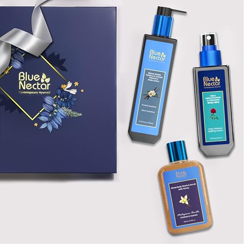 Blue Nectar Sensuous Body Love Geschenkset für Frauen & Männer | Vanille Lotion, Body Wash & Scrub & Body Mist | 3er Pack | Perfektes Jubiläums- & Geburtstagsgeschenk von Blue Nectar