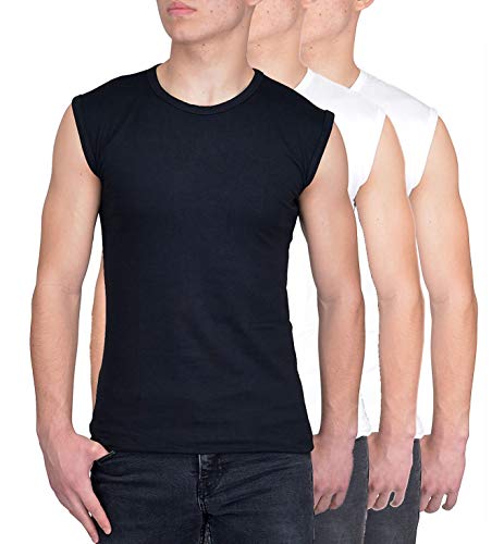 Blue Ness 3er Pack Herren T-Shirt Ärmellos - Herren Muskelshirt - Multipack Unterhemd Shirt für Fitness oder Freizeit - Herren Tank Shirt - Farbe 2xW/1xS-M von Blue Ness