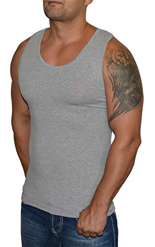 Blue Ness Herren Tank Top Achselshirt Fitness Stringer Unterhemd Bodybuilding Muskelshirt - Hellgrau Größe L von Blue Ness