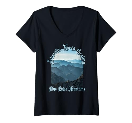 Damen Wanderandenken in den Blue Ridge Mountains in Asheville, North Carolina T-Shirt mit V-Ausschnitt Damen Wanderandenken in den Blue Ridge Mountains in Asheville, North Carolina T-Shirt mit V-Ausschnitt von Blue Ridge Mountains Asheville Designs