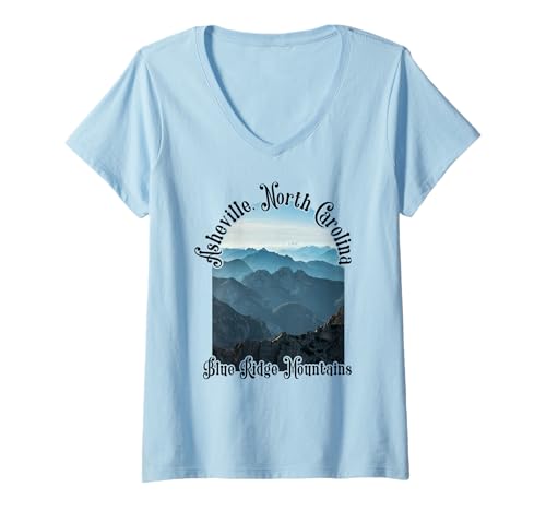Damen Wanderandenken in den Blue Ridge Mountains in Asheville, North Carolina T-Shirt mit V-Ausschnitt Damen Wanderandenken in den Blue Ridge Mountains in Asheville, North Carolina T-Shirt mit V-Ausschnitt von Blue Ridge Mountains Asheville Designs