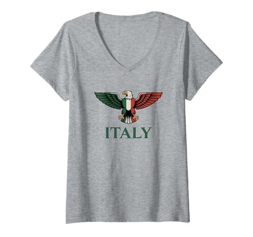 Damen Italien Pride Italienische Flagge Adler T-Shirt mit V-Ausschnitt von Blue Sailor Gifts