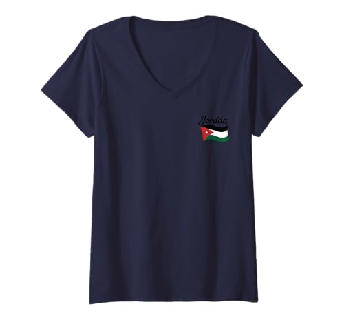 Damen Jordanien Flagge Jordanien Nationalfeiertag Jordon T-Shirt mit V-Ausschnitt von Blue Sailor Gifts