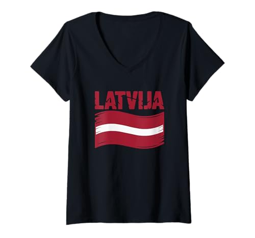 Damen Latvija Pride Lettland Lettische Flagge T-Shirt mit V-Ausschnitt von Blue Sailor Gifts