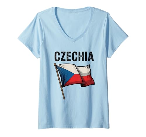 Damen Tschechien Pride Tschechische Flagge Nationalfeiertag T-Shirt mit V-Ausschnitt von Blue Sailor Gifts