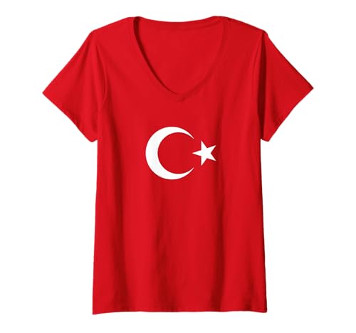 Damen Türkei Pride Türkische Flagge Nationalfeiertag Rotes Osmanisches Reich T-Shirt mit V-Ausschnitt von Blue Sailor Gifts