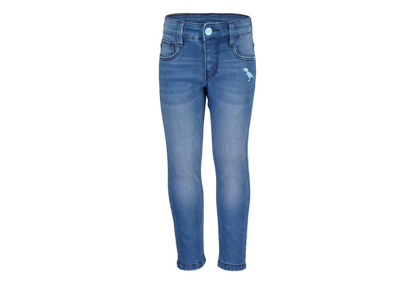 Blue Seven 5-Pocket-Hose Kinder Jungs Jog-Jeans mit Dino-Stickerei - Jeanshose 5-Pocket-Stil von Blue Seven