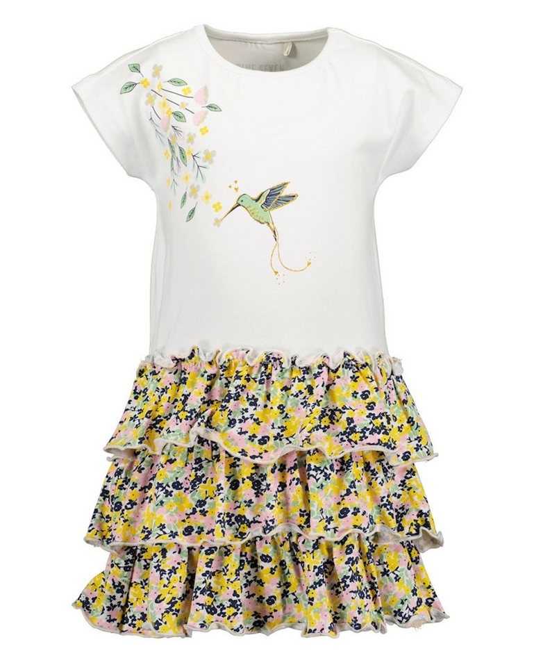 Blue Seven A-Linien-Kleid Blue Seven Kleid Rüschrock Schlupfkleid weiß blau (kein Set, 1-tlg) Markenlabel von Blue Seven