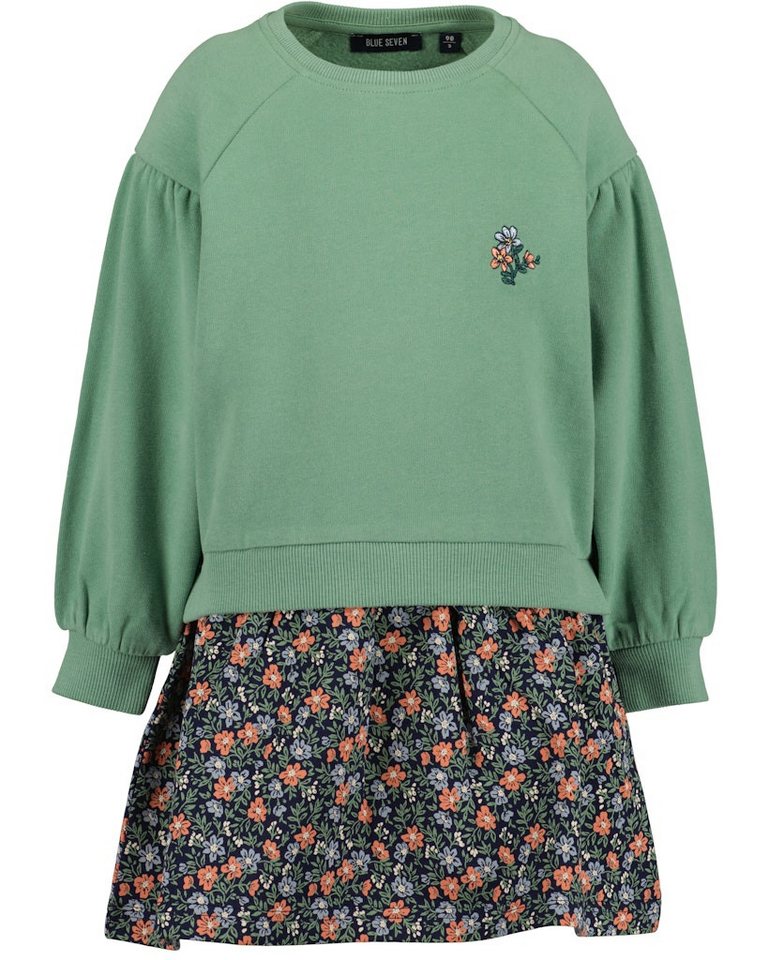 Blue Seven A-Linien-Kleid Blue Seven Mädchen Sweatkleid Blümchen Kleid Langarm grün (kein Set, 1-tlg) von Blue Seven