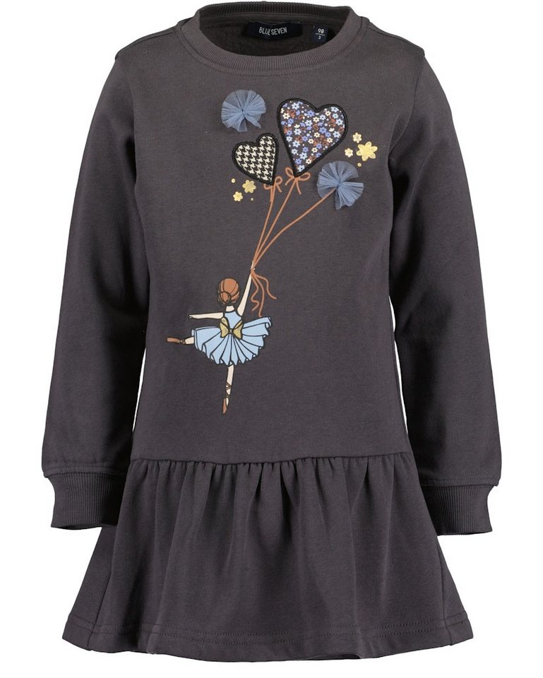 Blue Seven A-Linien-Kleid Blue Seven Mädchen Sweatkleid Tänzerin Kleid Langarm anthrazit (kein Set, 1-tlg) Chiffon-Applikation von Blue Seven