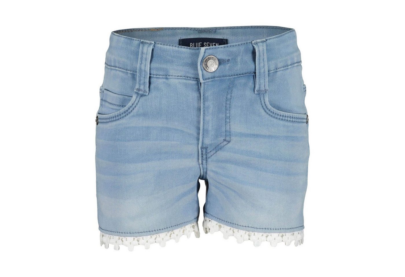 Blue Seven Bermudas Mädchen Jog Jeans Shorts mit weißer Spitze - Kurze Hose 5-Pocket-Stil von Blue Seven