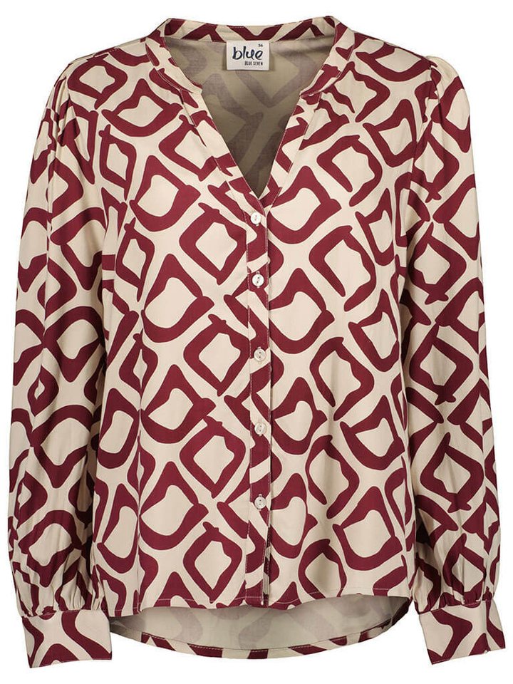 Blue Seven Blusenshirt Damen Bluse Allover-Print mit Henley-Ausschnitt und Knopfleiste von Blue Seven